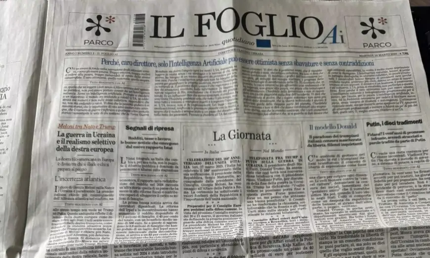 Italian newspaper ‘Il Foglio’ has published the world’s first AI-generated edition